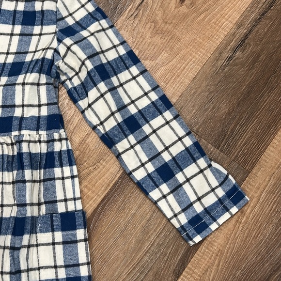 Hanna Anderson 100% cotton Flannel style plaid Dress blue/blk size 120cm/us 6-7 - Picture 9 of 12